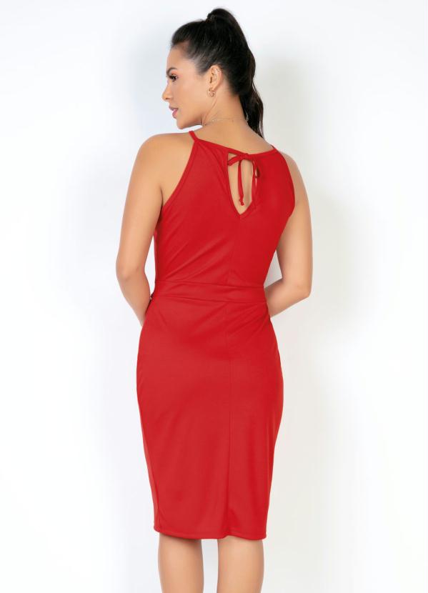 

Vestido Vermelho com Frente Transpassada