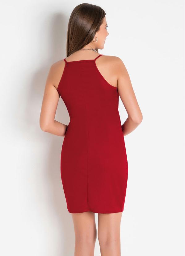 

Vestido Vermelho Tubinho com Alça e Babado