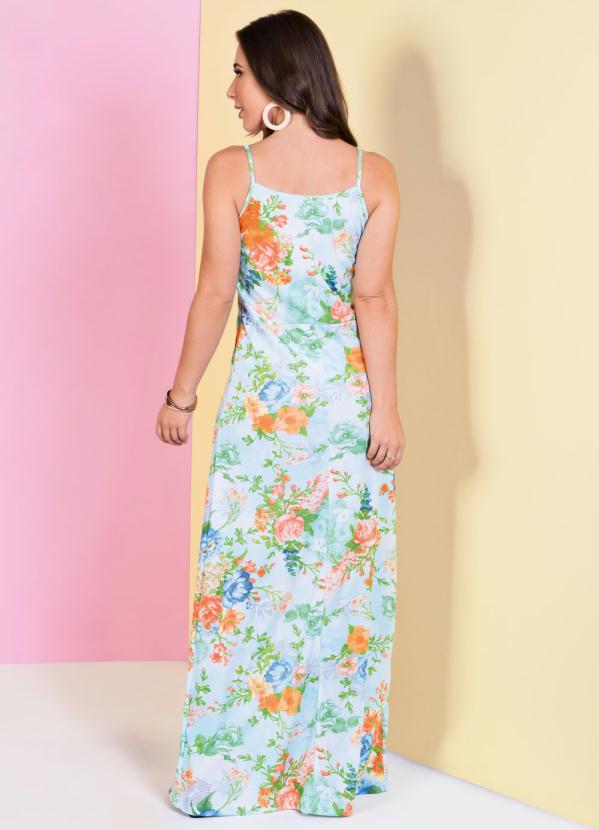 

Vestido de Alças Floral Azul