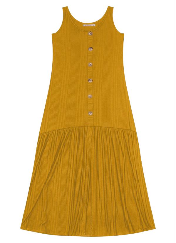 

Vestido Longo Canelado Amarelo