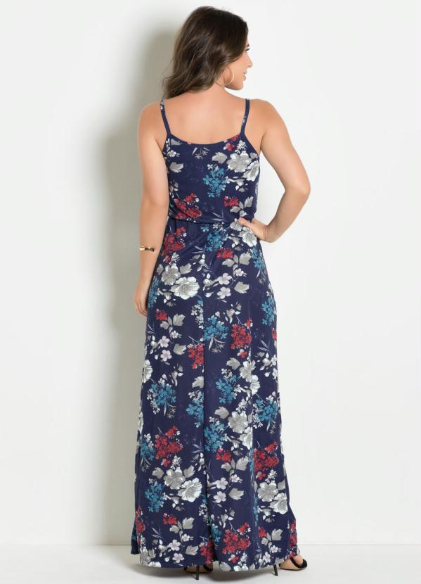 

Vestido Longo com Alças Floral, Azul