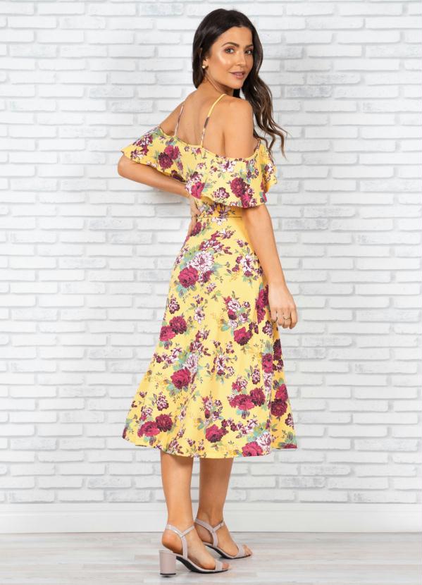 

Vestido Longo com Babados Floral Amarelo