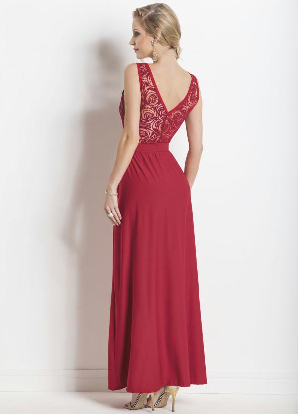 

Vestido Longo Transparência Costas Vermelho