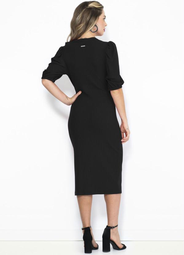 

Vestido Midi Canelado Preto