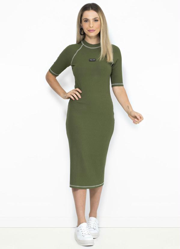 

Vestido Midi Canelado Verde