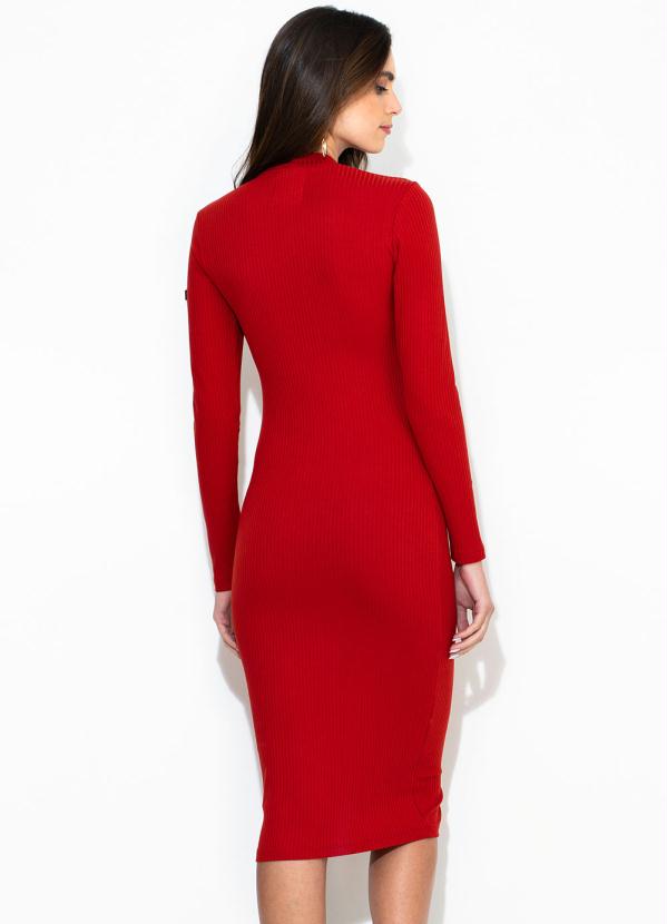 

Vestido Midi Canelado Vermelho