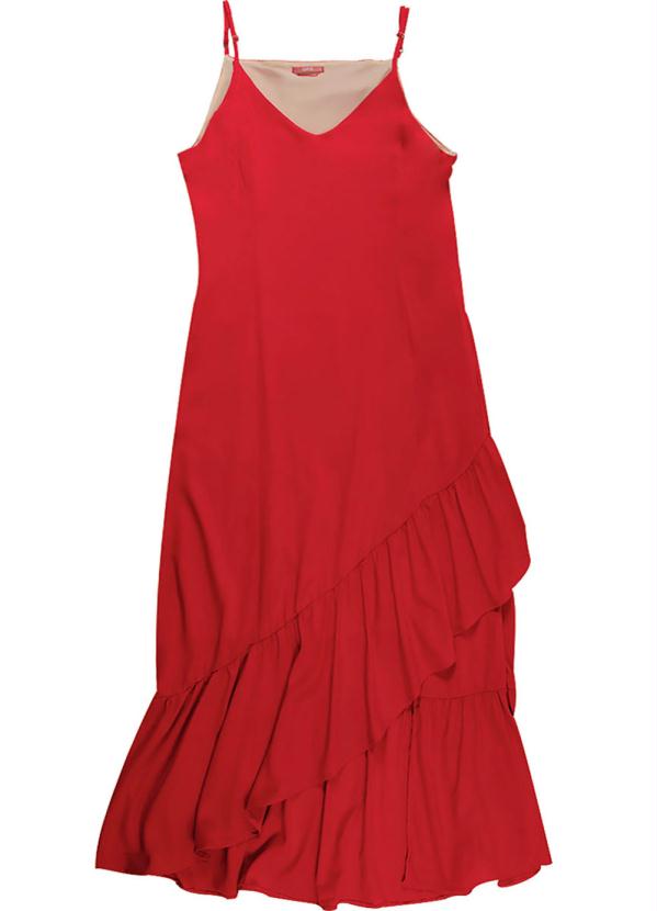 

Vestido Midi com Alça e Babados Vermelho