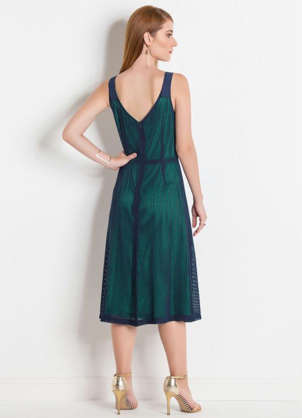 

Vestido Midi de Alças Marinho e Verde