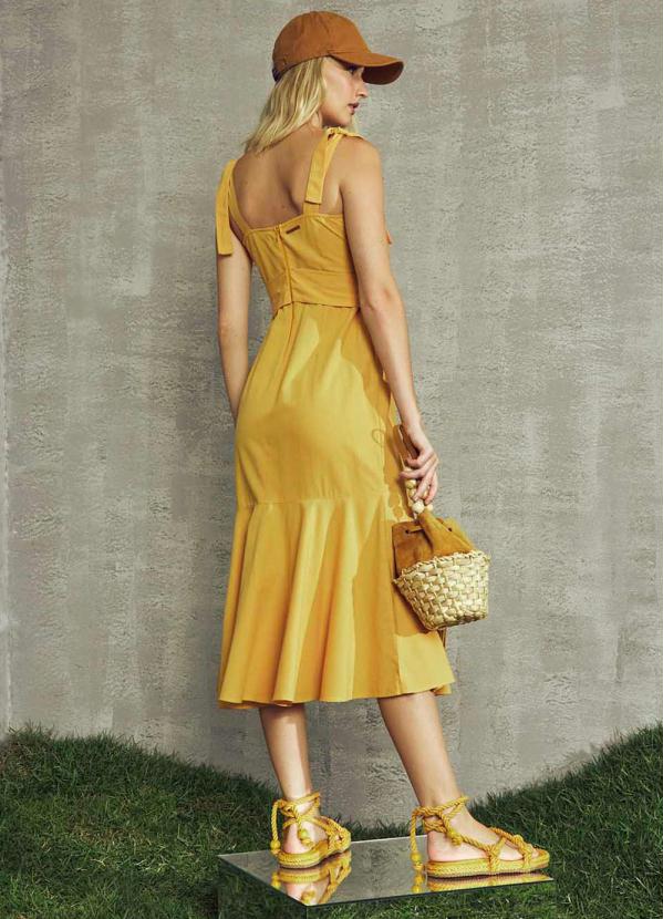 

Vestido Midi de Viscose Amarelo