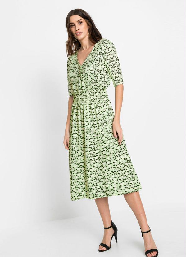 

Vestido Midi Decote Transpassado Floral Verde, Estampado