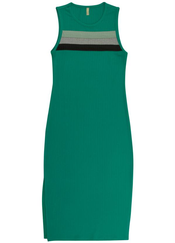 

Vestido Midi em Tecido Canelado sem Manga Verde