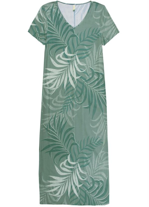 

Vestido Midi Estampado com Decote V Verde