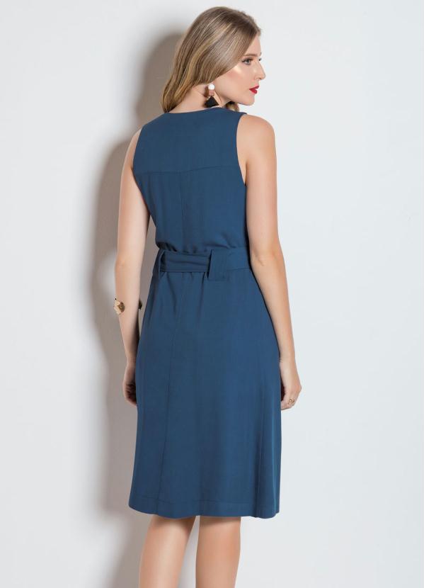 

Vestido Petróleo com Zíper Frontal, Azul