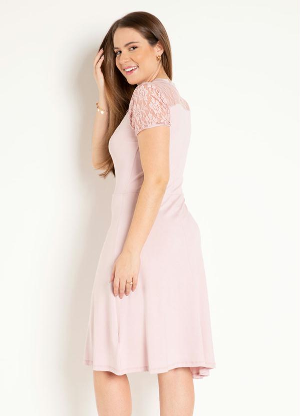 

Vestido Rosê com Renda Moda Evangélica, Rosa