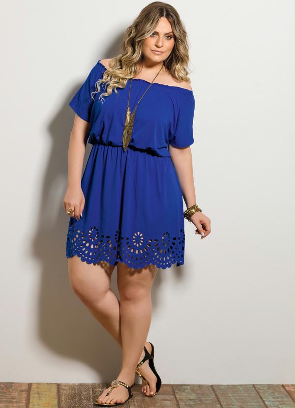 

Vestido Detalhe Vazado Royal Plus Size, Azul