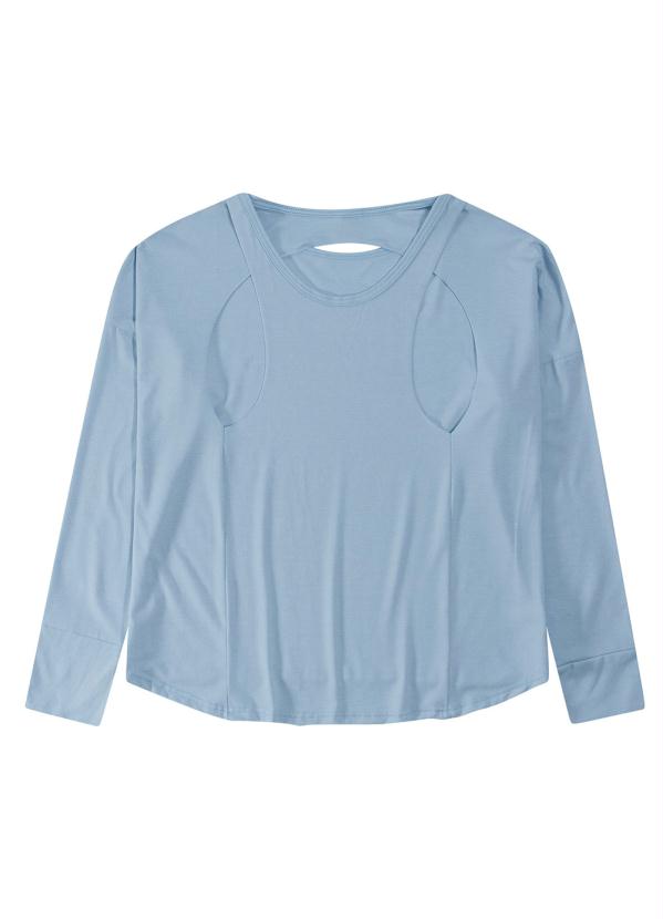 

Blusa Azul Claro com Abertura em Mouline