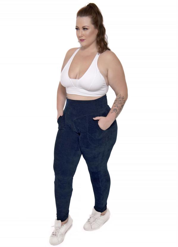 

Calça Legging Peluciada Plus Size Azul Marinho