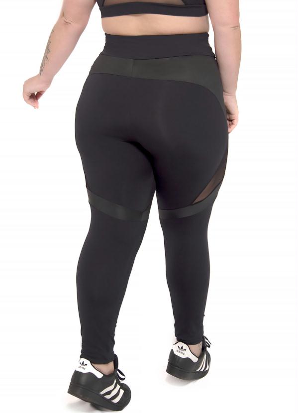 

Calça Legging Plus Size Recorte Tule Preto