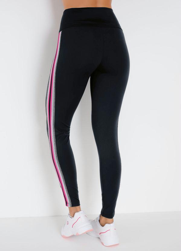 

Legging Preta com Faixa Neon Ralalinda, Preto