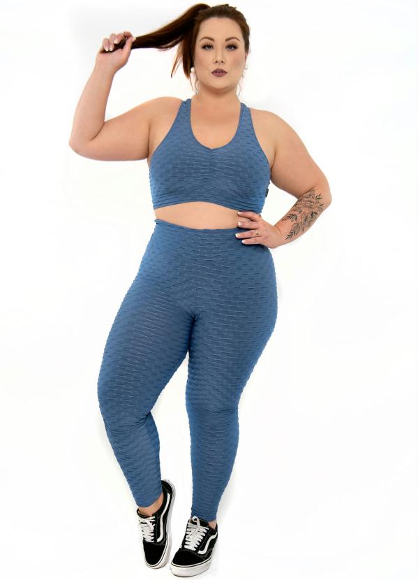 

Top Plus Size com Decote Franzido sem Bojo Azul