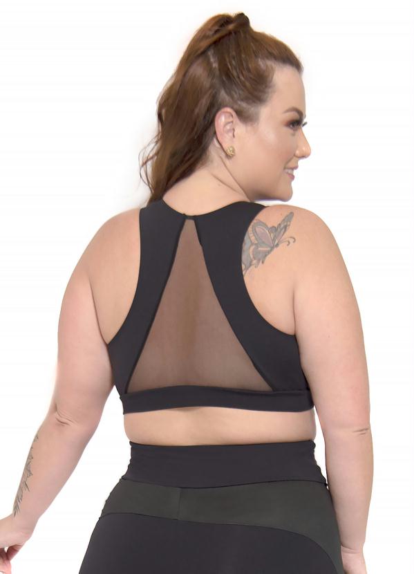 

Top Supplex® com Tule sem Bojo Plus Size Preto