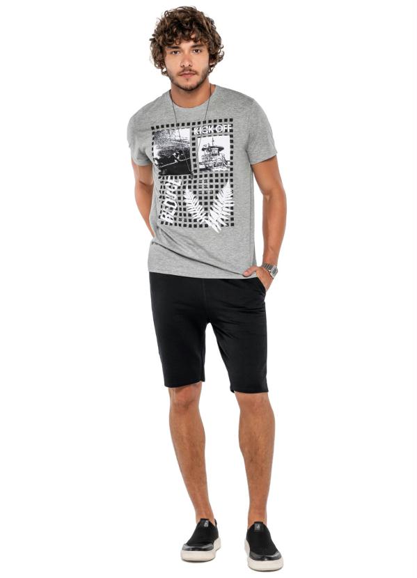 

Bermuda Preta Masculina Slim Moletom, Preto