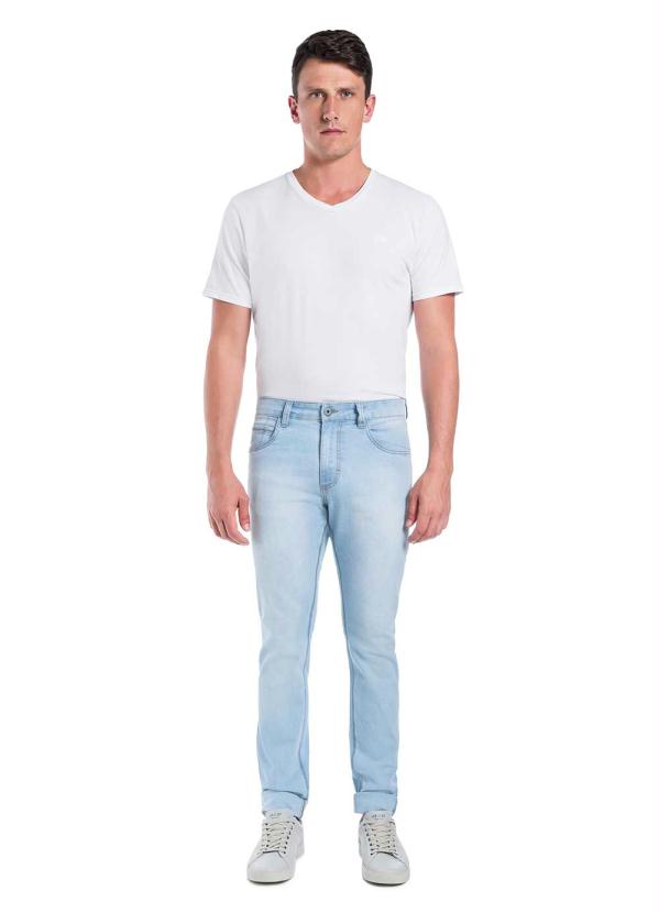 

Calca Jeans Slim com Elastano Destroyed, Azul