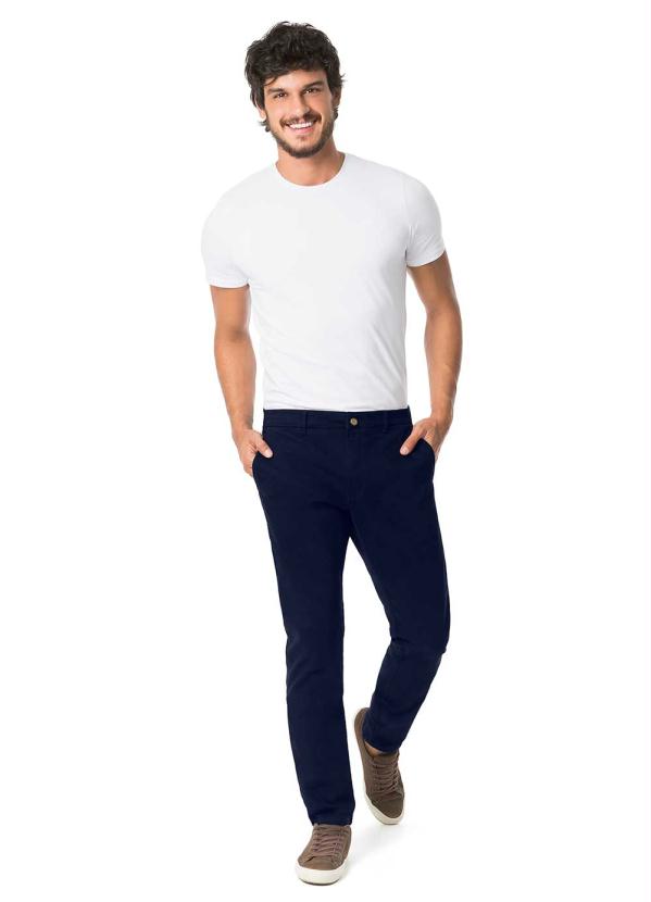 

Calça Sarja com Elastano Slim Turbofan Marinho, Azul