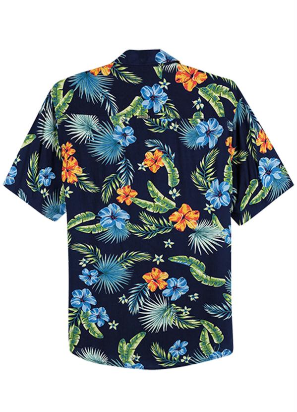 

Camisa Azul Marinho Sim Tropical em Viscose