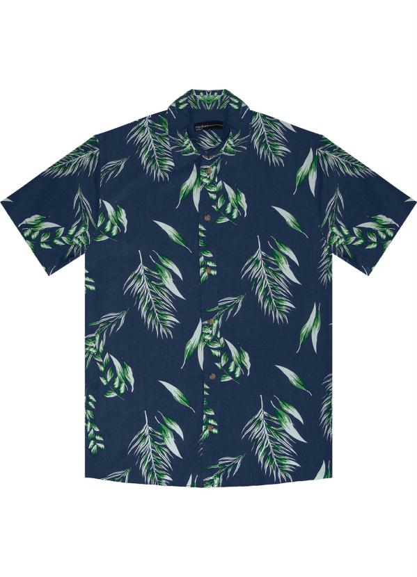 

Camisa Masculina Estampa Tropical Azul