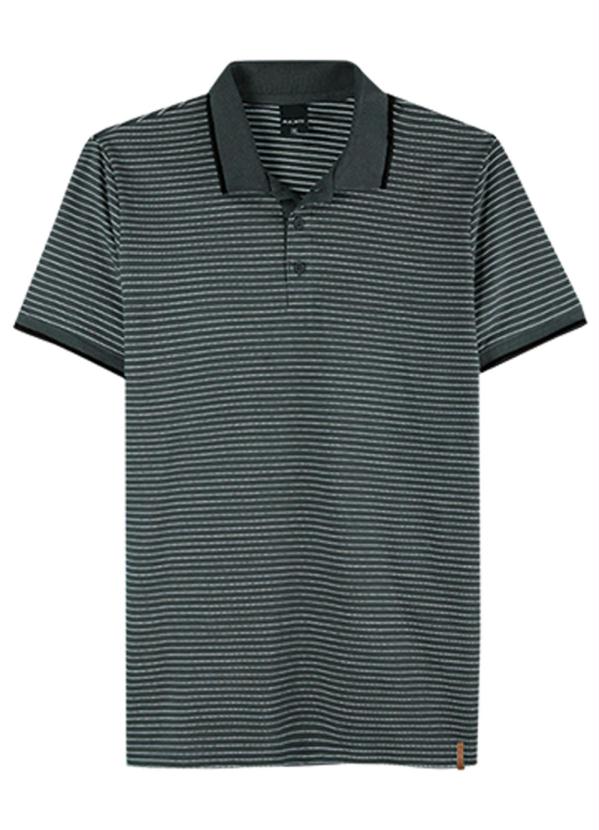 

Camisa Chumbo Polo Slim Listrada, Cinza