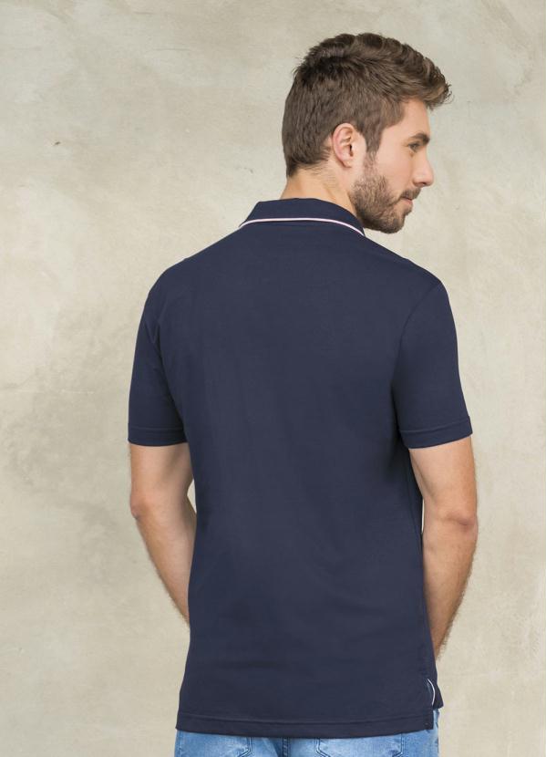 

Camisa Polo Marinho em Malha de Algodão, Azul