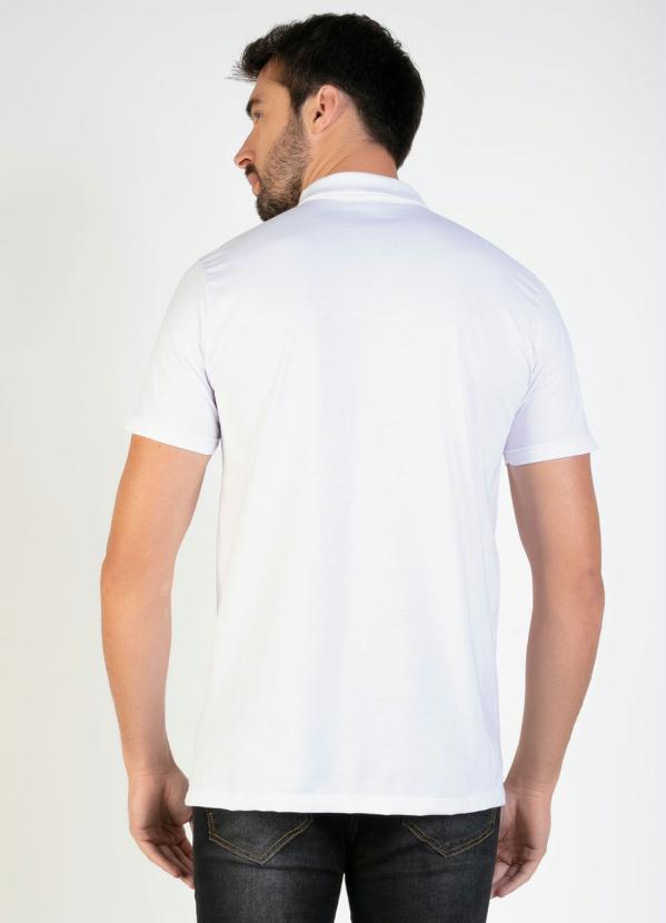 

Camisa Polo Masculina Branca com Mangas Curtas, Branco