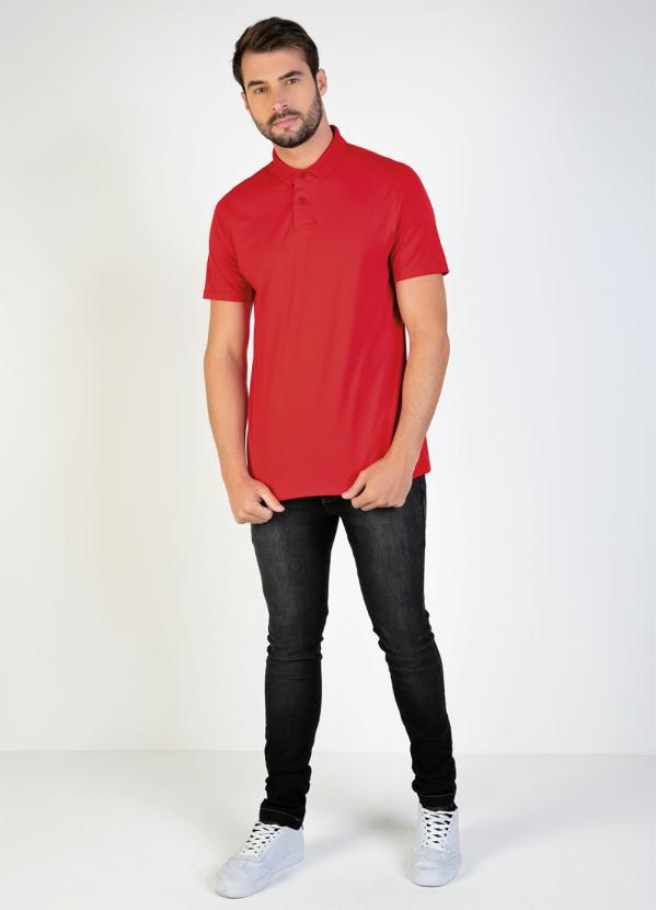 

Camisa Polo Masculina Vermelha com Mangas Curtas, Vermelho