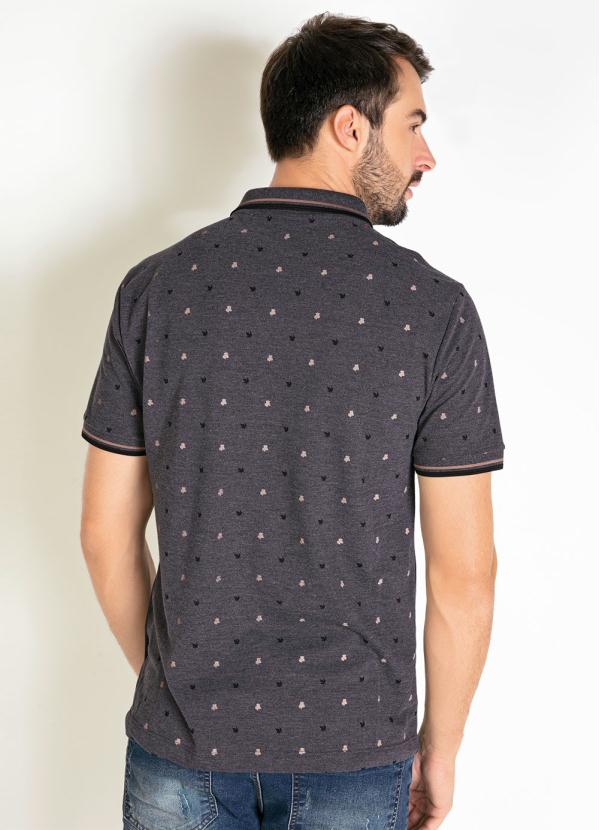 

Camisa Polo Mescla Chumbo Estampada, Cinza