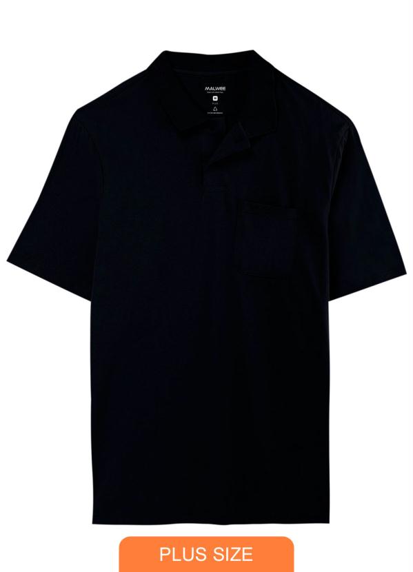 

Camisa Preta Polo Tradicional em Moulinê, Preto