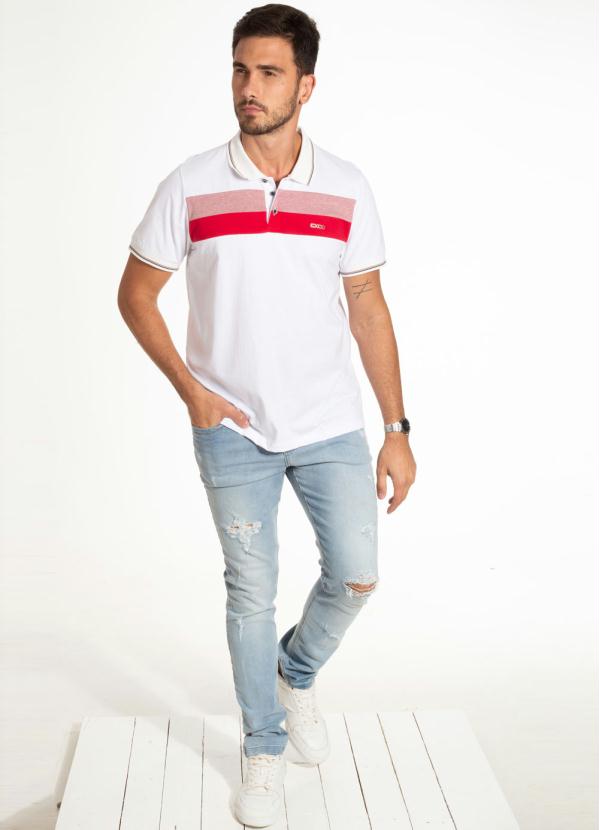 

Camiseta Polo Masculina com Retilínea Branco