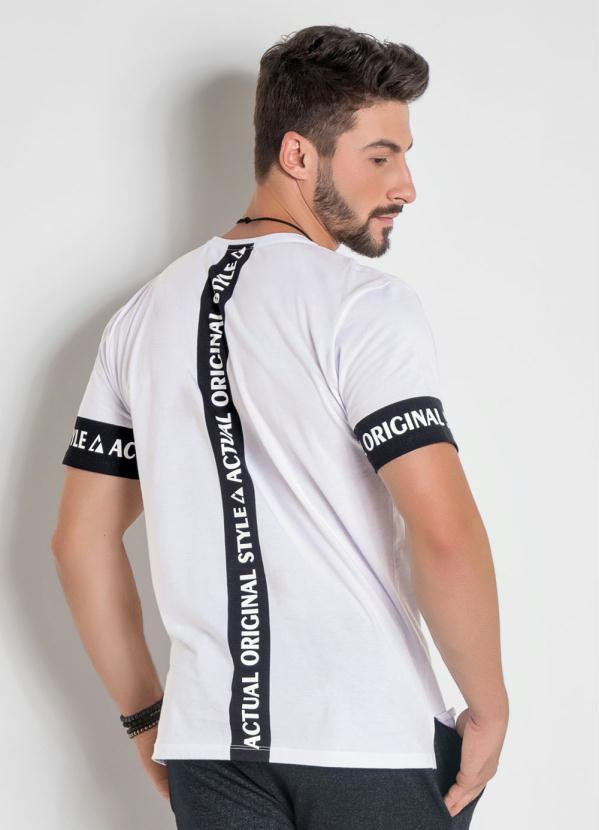 

Camiseta Branca com Estampa Costas e Mangas, Branco