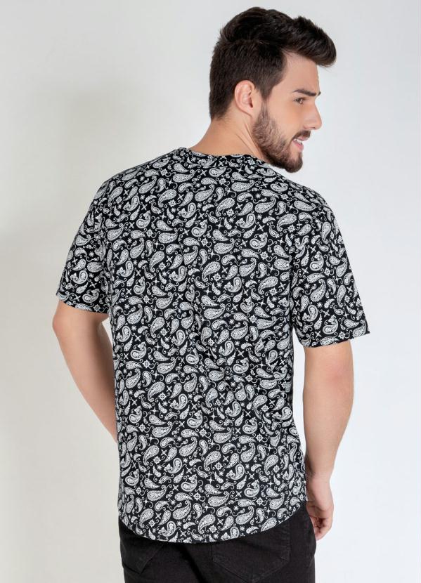 

Camiseta Arabescos com Bolso, Preto