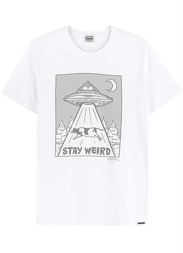 

Camiseta Branca Slim Stay Weird Live, Branco