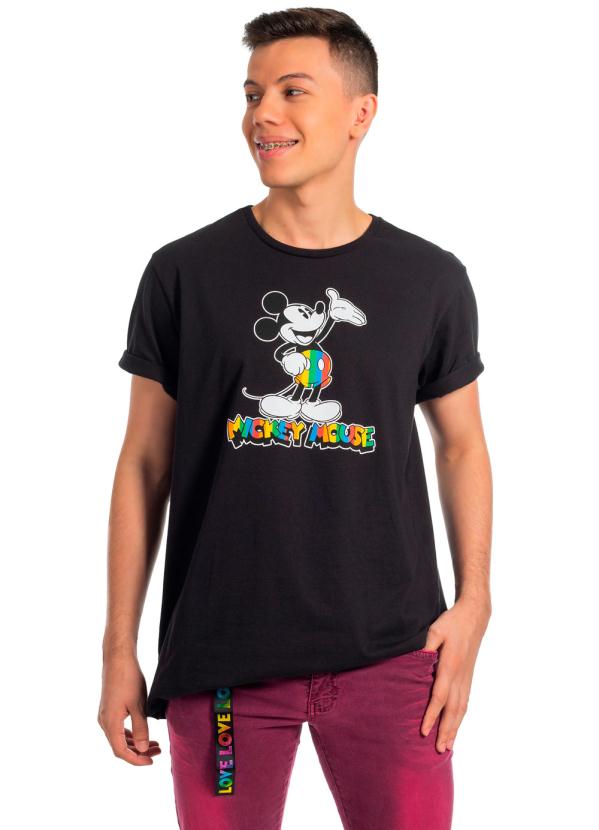 

Camiseta em Meia Malha Estampada Preto