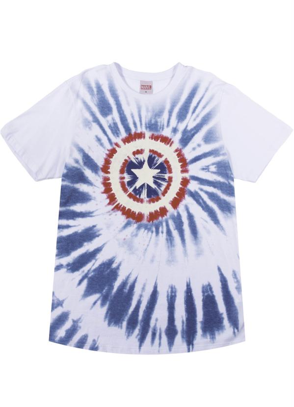 

Camiseta Manga Curta com Estampa Tie-Dye Branco