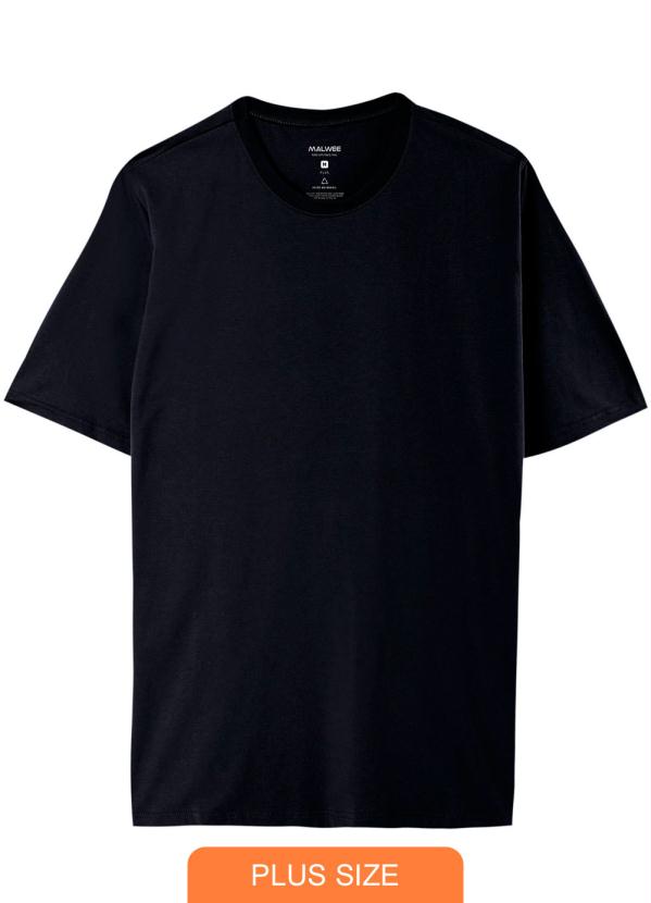 

Camiseta Preta Masculina em Malha Plus, Preto