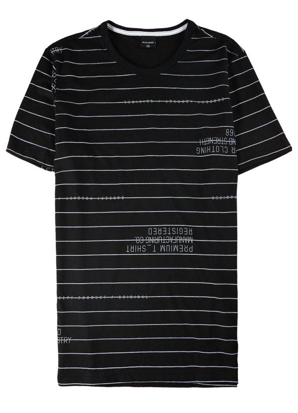 

Camiseta Preta Slim Listrada, Preto