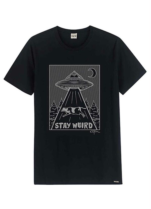 

Camiseta Preta Slim Stay Weird Live, Preto