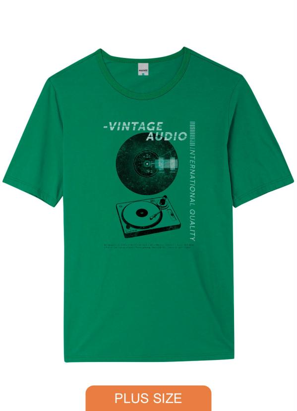 

Camiseta Verde Tradicional Vintage Audio Plus