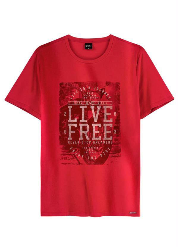 

Camiseta Vermelha Tradicional Live Free, Vermelho