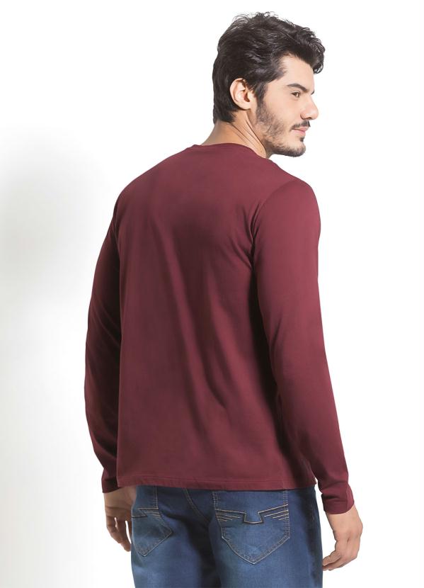 

Camiseta Básica Bordô com Bordado Frontal, Vermelho