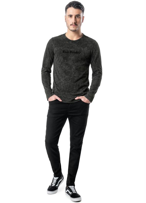 

Camiseta Preta Slim Cationizado Enfim, Preto