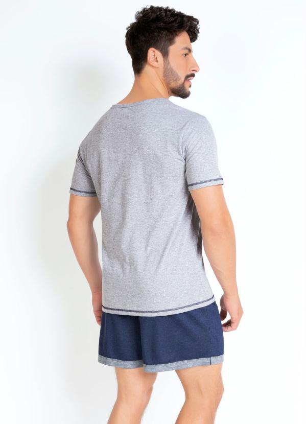 

Pijama Masculino Básico Mescla e Azul, Cinza